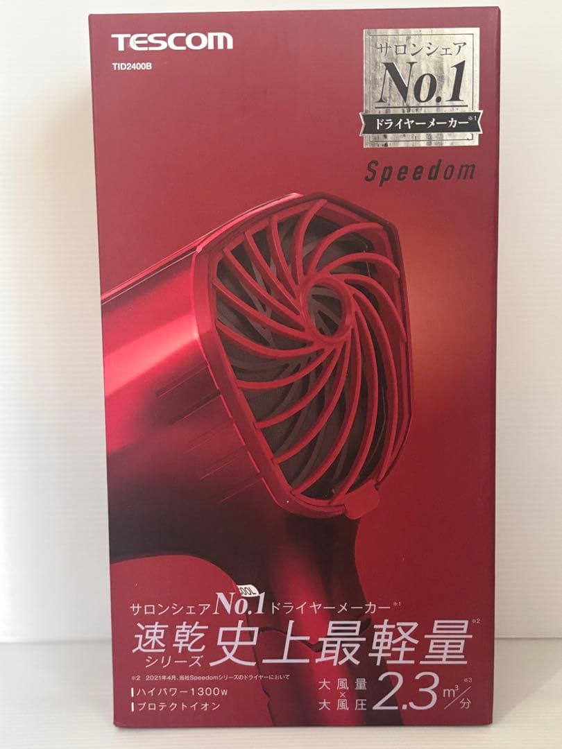 新品】テスコム ヘアドライヤー プロテクトイオン 大風量レッド TID2400B