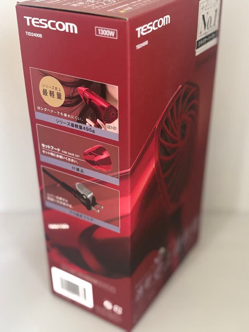 新品】テスコム ヘアドライヤー プロテクトイオン 大風量レッド TID2400B