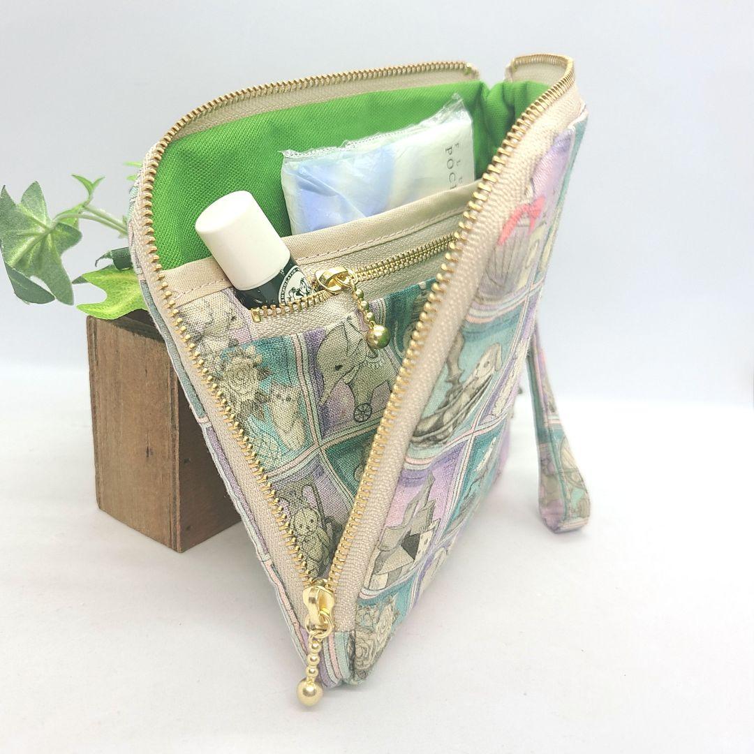 ピカピカ◎Handmade L字型ファスナーポーチ❣️◎４点セット