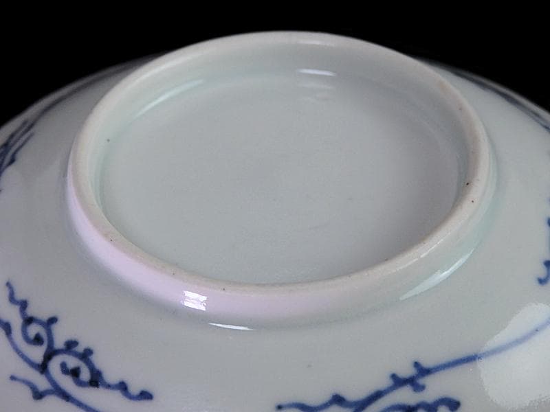 古伊万里　染付　朝顔にバッタの図　豆皿　手塩皿　D815AS-CQf