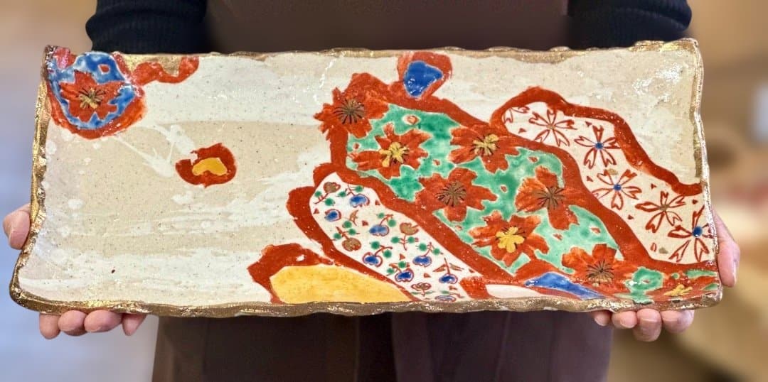 新品　和田一人作　長角大皿　山笑う　盛皿　陶器　プレゼント　海外へのお土産