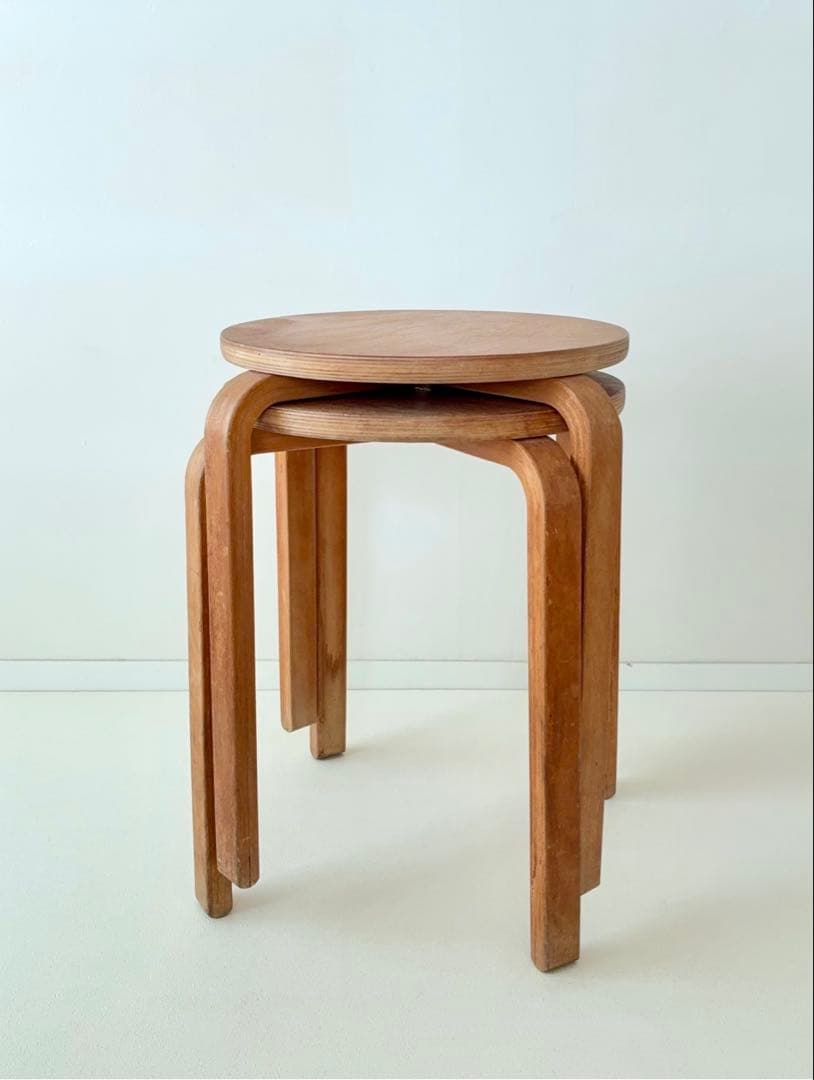 【希少】1960s フランス スツール2脚 Alvar Aalto Style