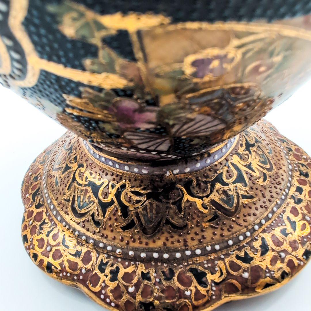 薩摩焼 金襴手 金彩 色絵 豪華絢爛 細密 武者図 美人画 飾壺 花瓶