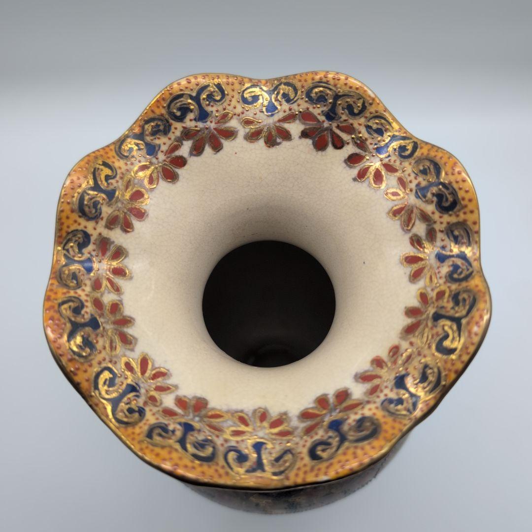 薩摩焼 金襴手 金彩 色絵 豪華絢爛 細密 武者図 美人画 飾壺 花瓶