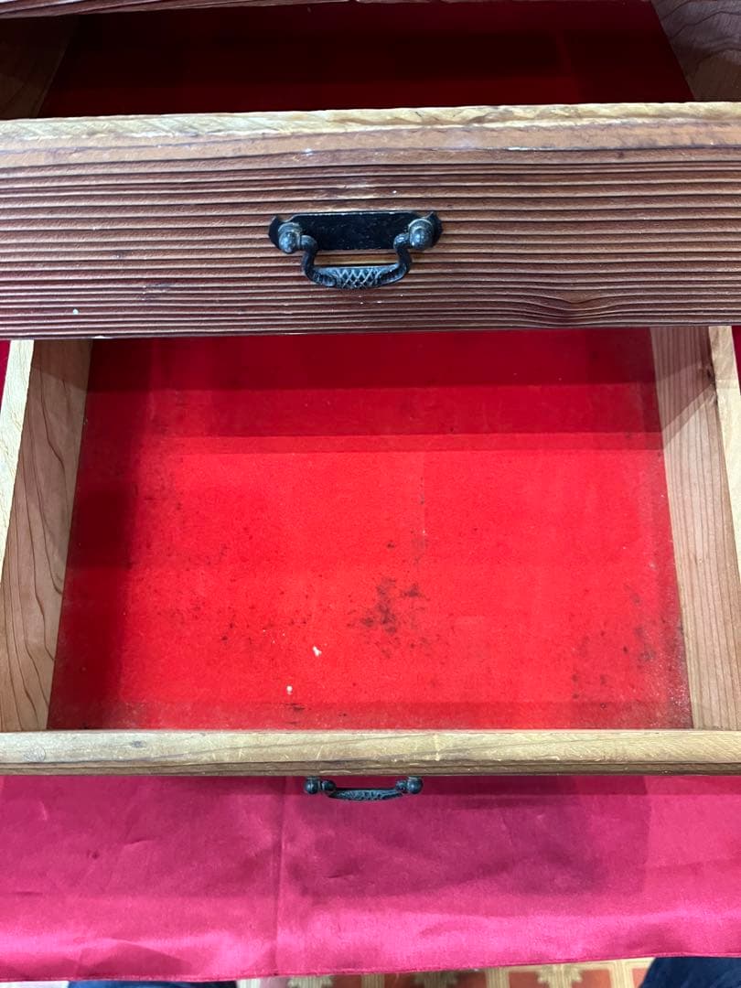 【アンティーク】木製 4段 小物入れ 五杯 小引出し 昭和レトロ 民芸 古民具