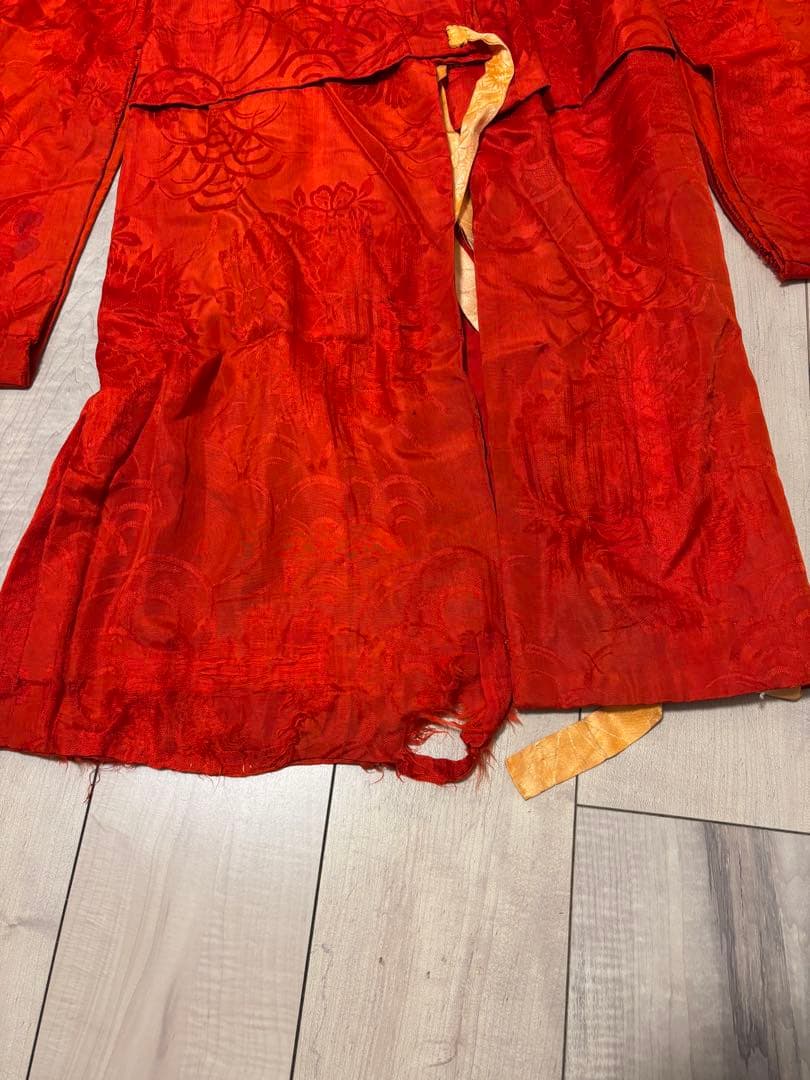 オレンジ色の花柄着物 七五三　着物セット