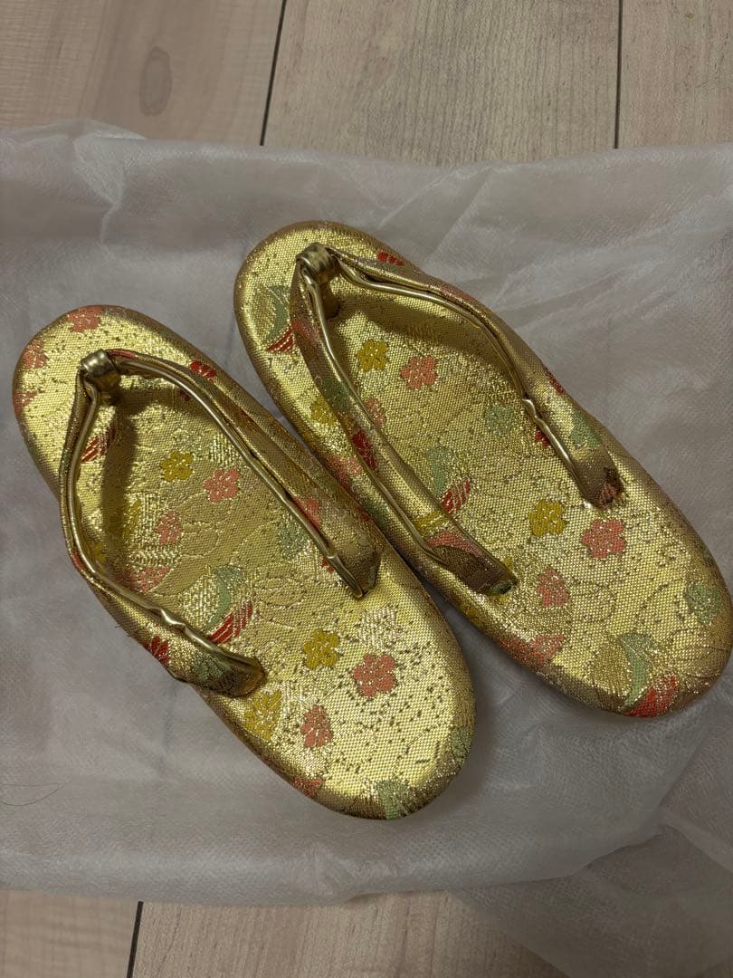 オレンジ色の花柄着物 七五三　着物セット