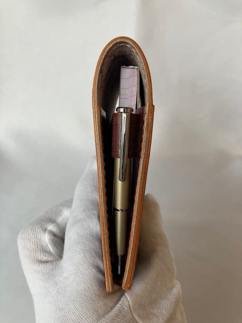 【試作モデル】二つ折り財布 ブライドルレザー 手縫い ワイン ロディア対応