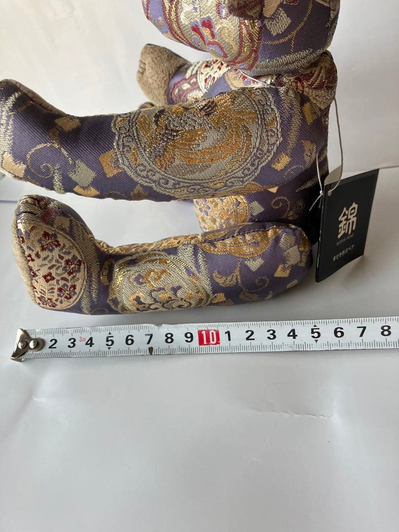 【新品】　黒船堂　幸せを呼ぶベア　錦織り　くすみパープル×ゴールド