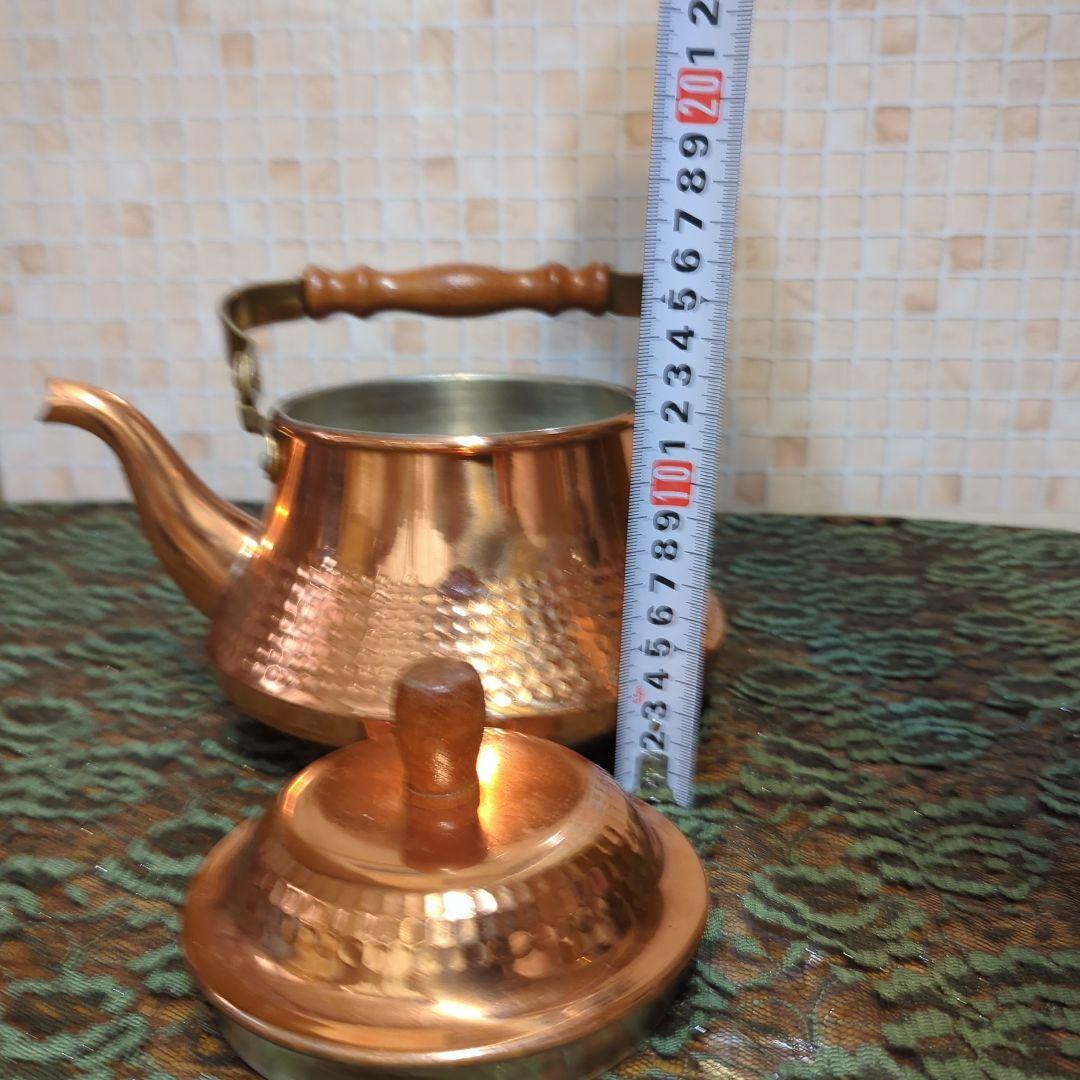 島本製作所製 SS銅製やかん・持ち手とツマミ木製ケトル・ずっしり重厚感・小ぶり