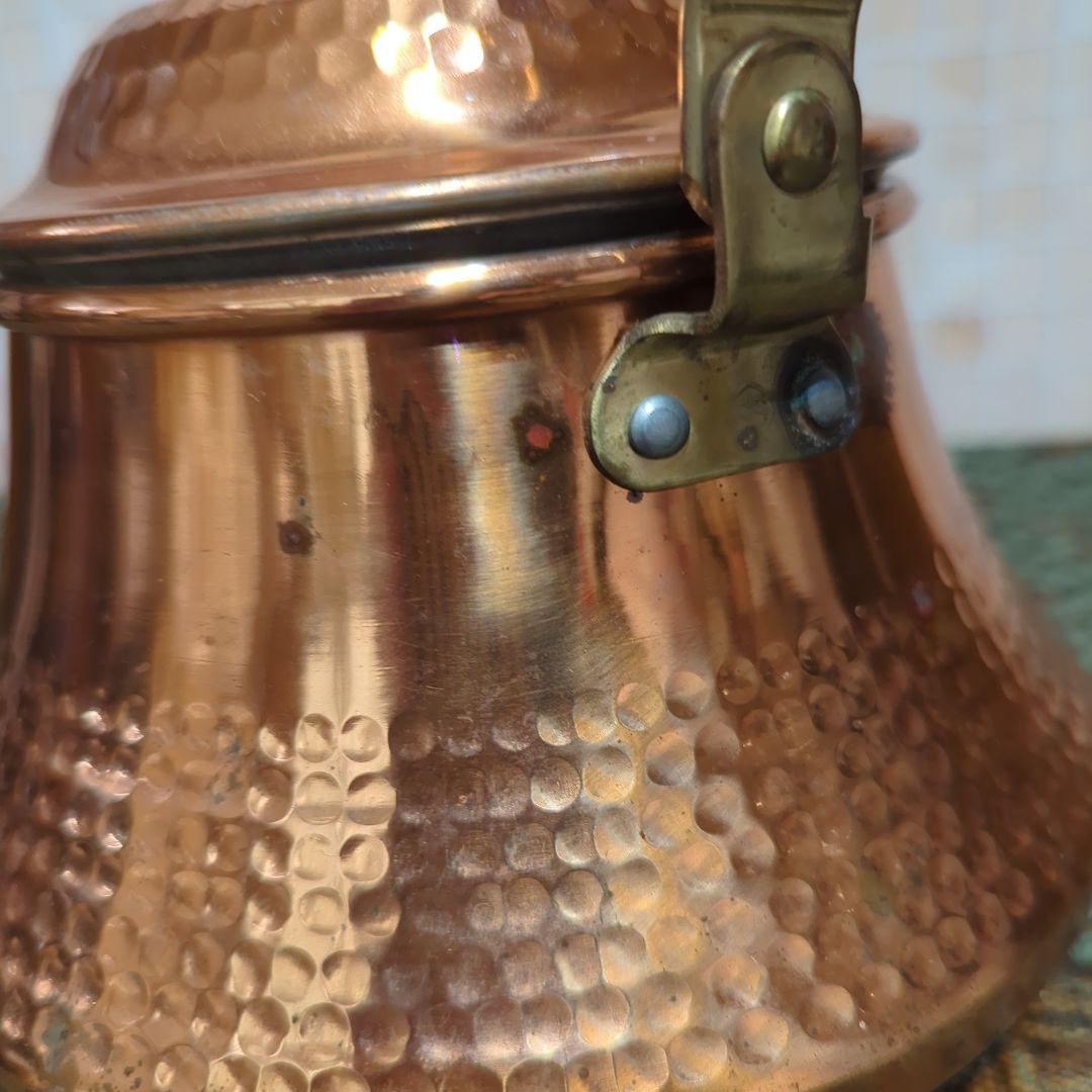 島本製作所製 SS銅製やかん・持ち手とツマミ木製ケトル・ずっしり重厚感・小ぶり