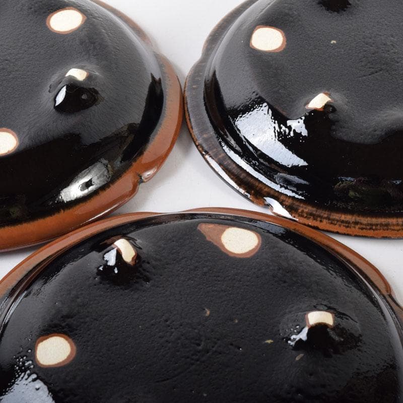 和食器　美濃焼　柴田増三作　天目釉　銘々皿　五客　共布共箱　C　7474