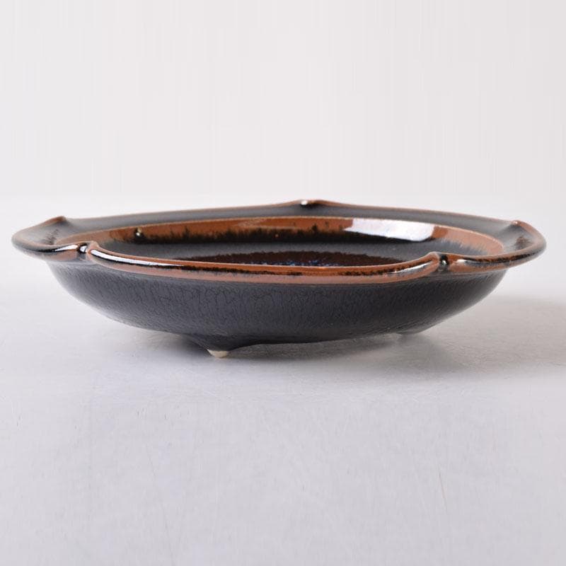 和食器　美濃焼　柴田増三作　天目釉　銘々皿　五客　共布共箱　C　7474