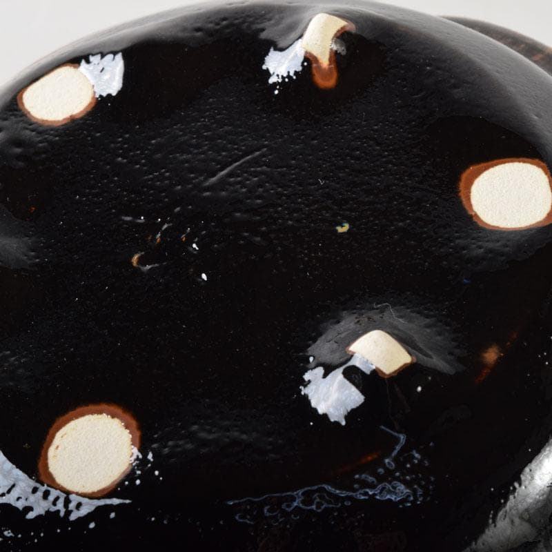 和食器　美濃焼　柴田増三作　天目釉　銘々皿　五客　共布共箱　C　7474