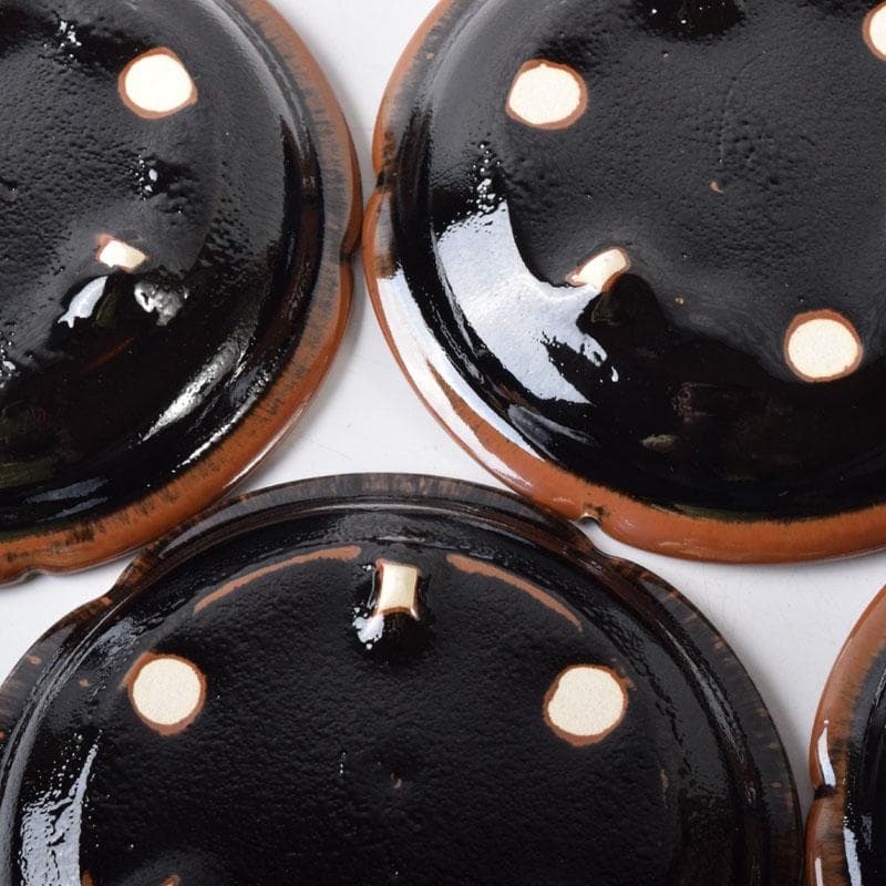 和食器　美濃焼　柴田増三作　天目釉　銘々皿　五客　共布共箱　C　7474