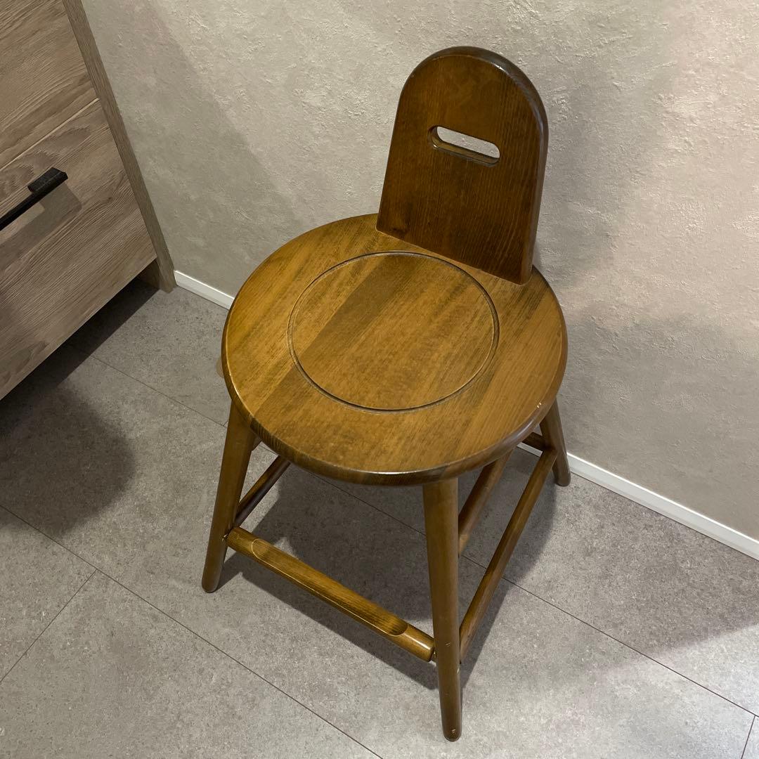 木製スツール 丸型 カウンターチェア アンティーク　円形 天然木 レトロ