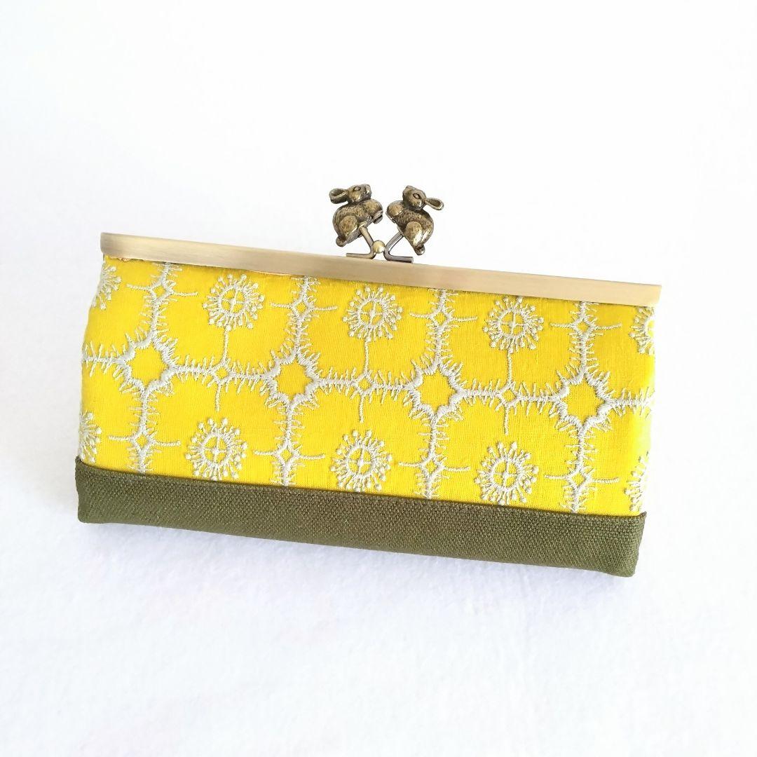 ミナペルホネン アネモネ（イエロー） ウサギ浮足がま口長財布