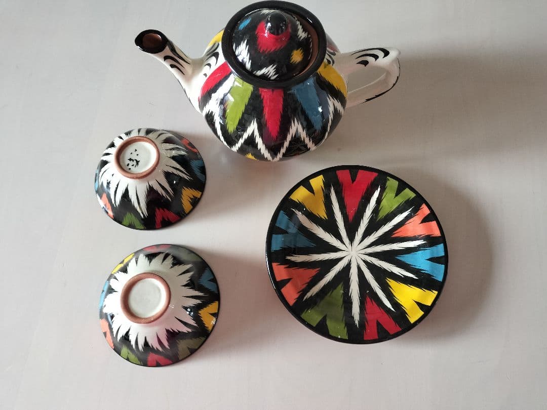 ティーセット　ウズベキスタン　陶器　ハンドメイド