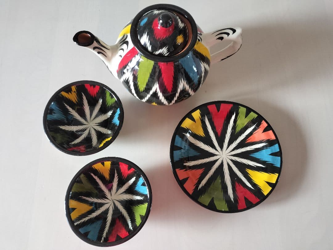 ティーセット　ウズベキスタン　陶器　ハンドメイド