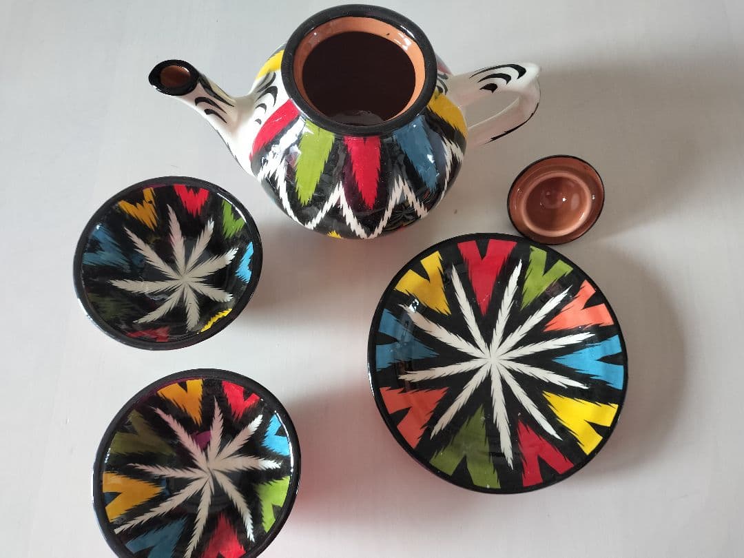 ティーセット　ウズベキスタン　陶器　ハンドメイド