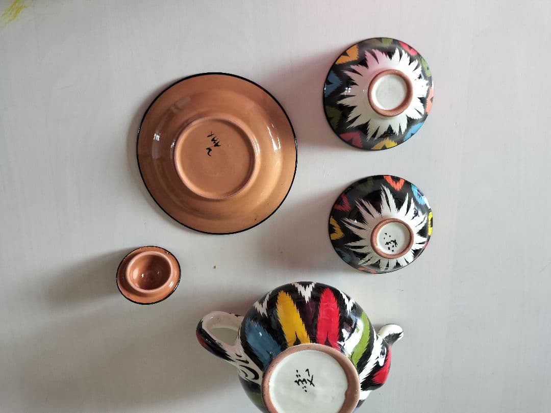 ティーセット　ウズベキスタン　陶器　ハンドメイド