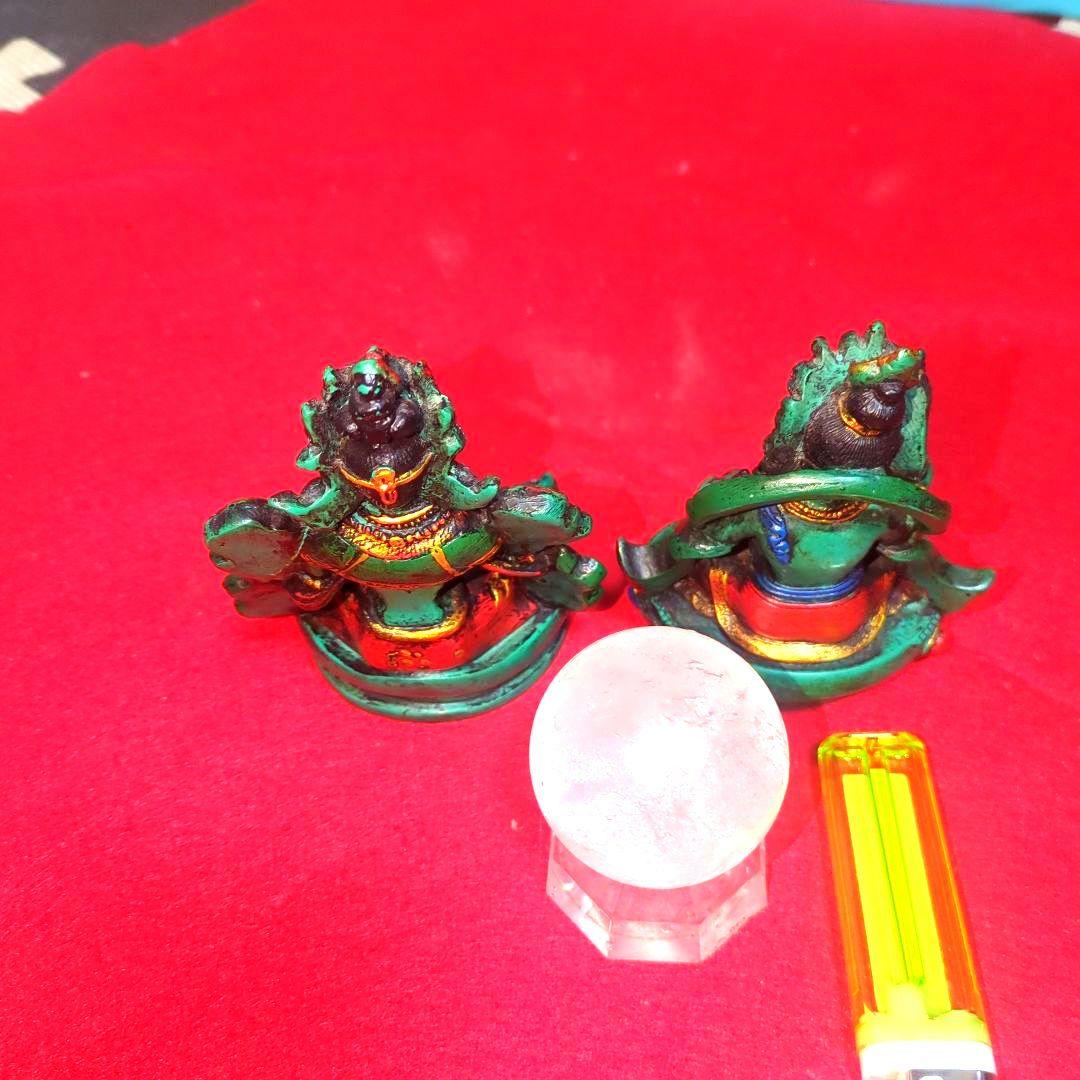 伝統のシャンバラ王ルドラチャクリンと王妃サマヤの仏像オブジェ（海外樹脂製）現状品