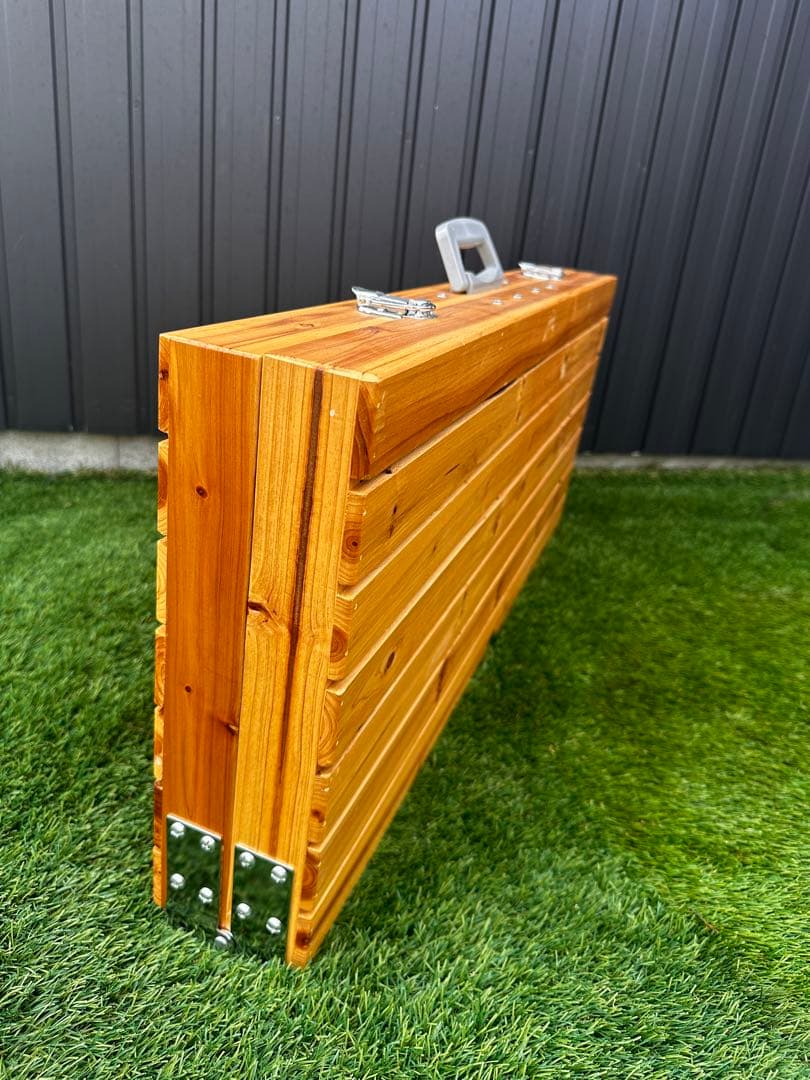 木製　折りたたみアウトドアテーブル　チェア一体型