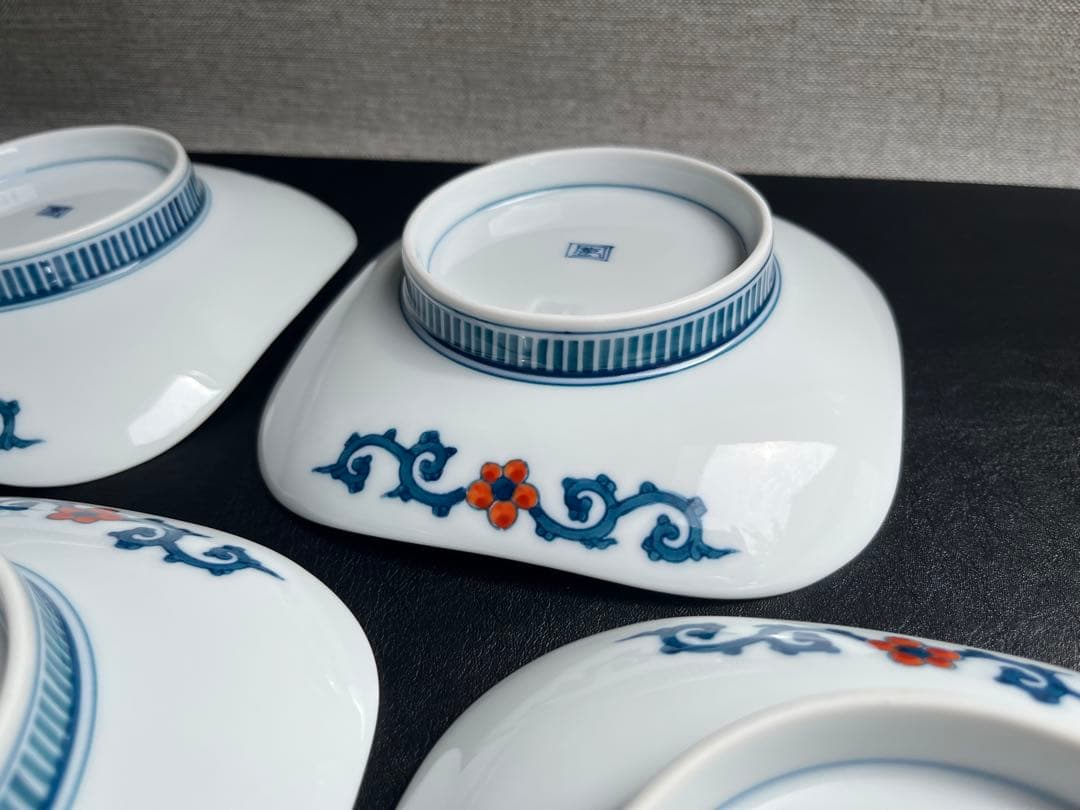 畑萬陶苑　岩牡丹　銘々皿　角皿　高台皿　5枚