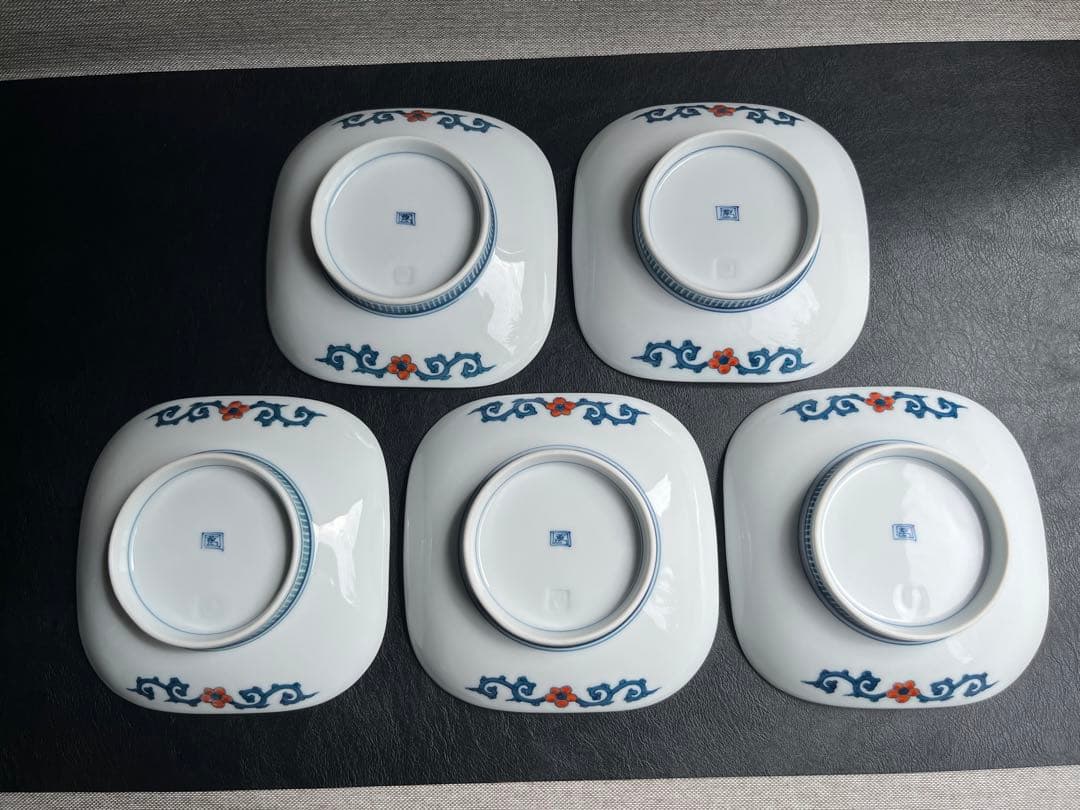 畑萬陶苑　岩牡丹　銘々皿　角皿　高台皿　5枚