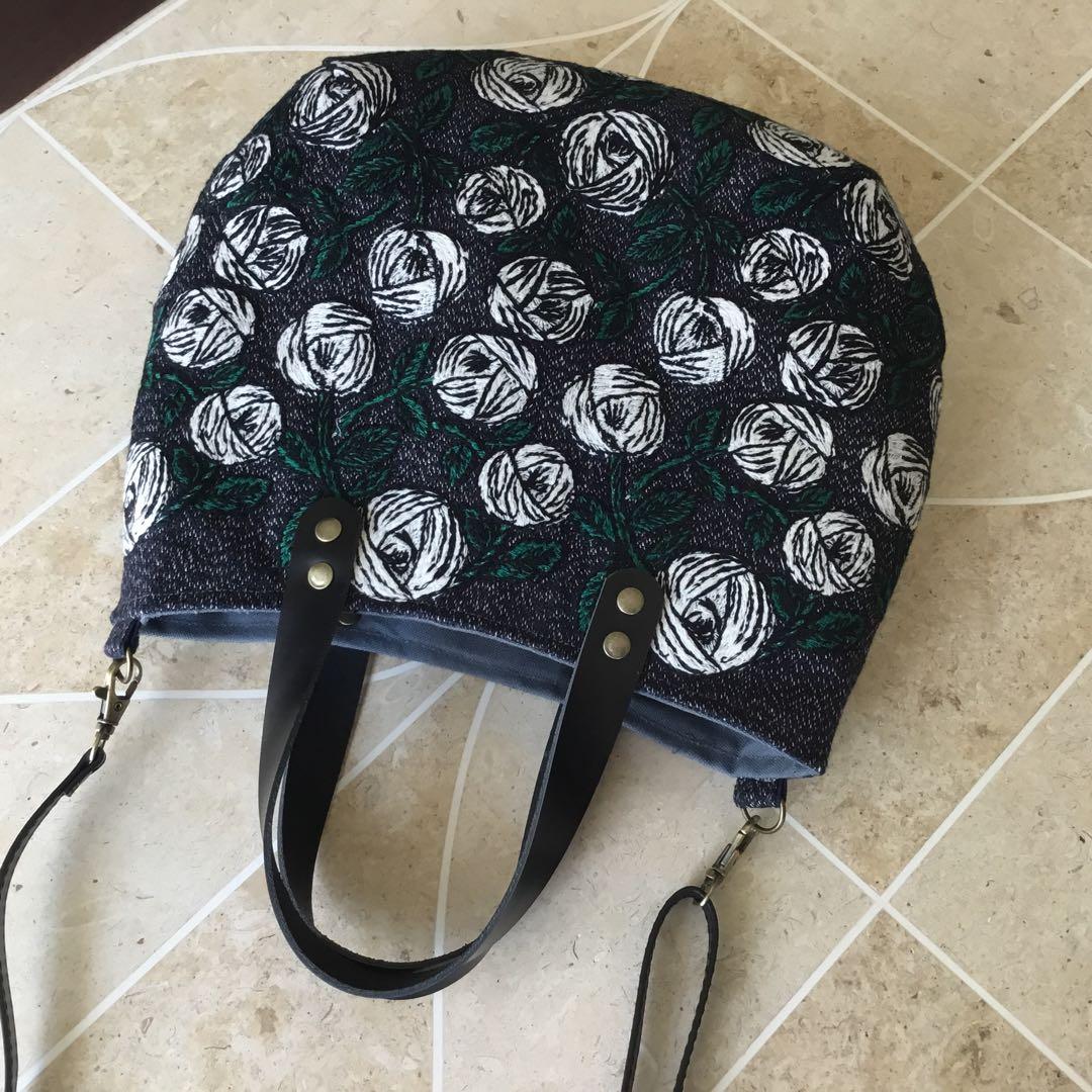 ミナペルホネン　rosy ネイビー　2Wayショルダーバッグ　ハンドメイド