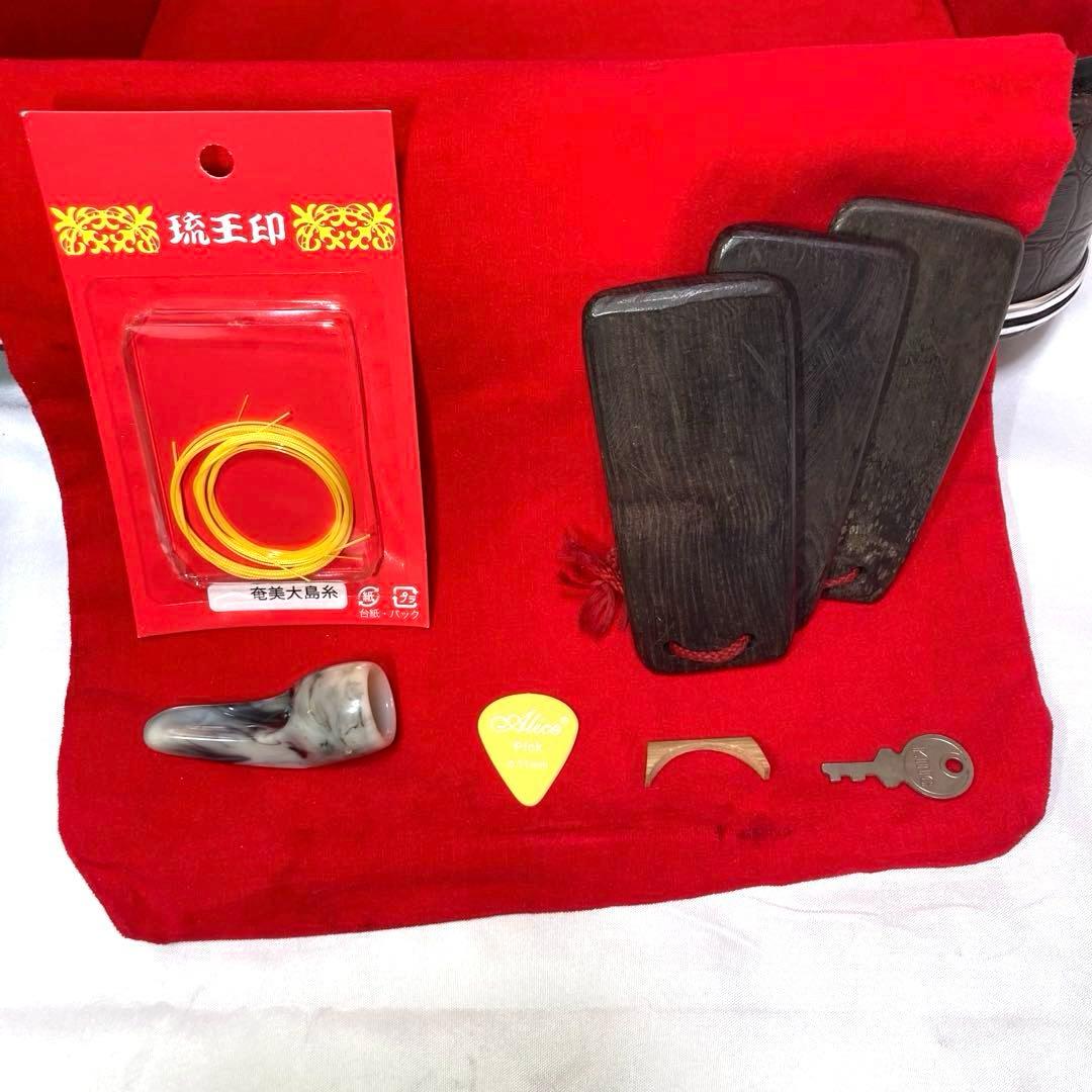 三線 沖縄 強化張り 本革 蛇革 ハードケース 付属品 和楽器 初心者 中級者