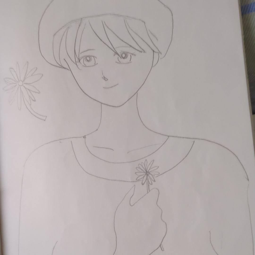 ベレー帽ショートカット女性イラスト