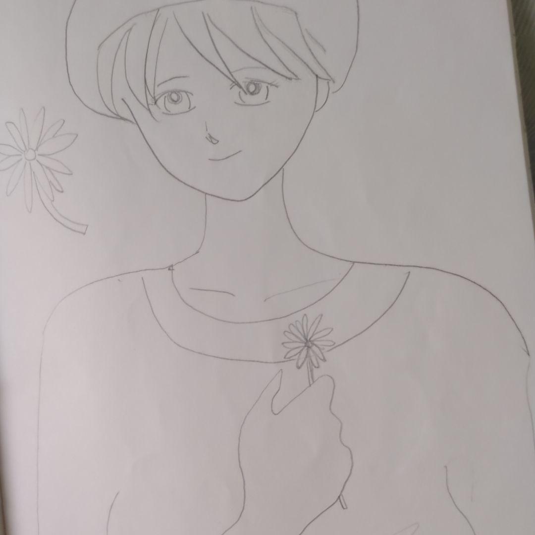 ベレー帽ショートカット女性イラスト