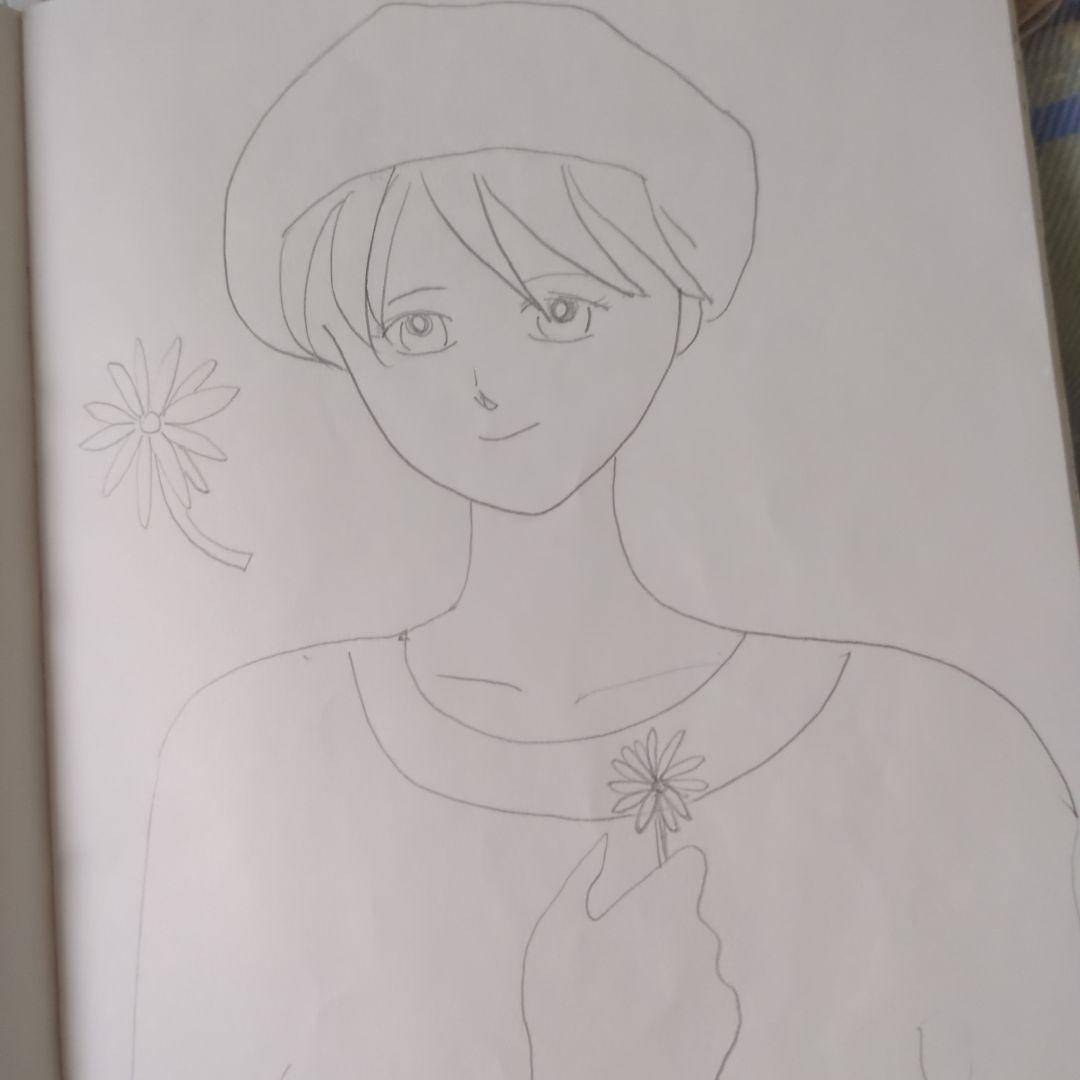 ベレー帽ショートカット女性イラスト