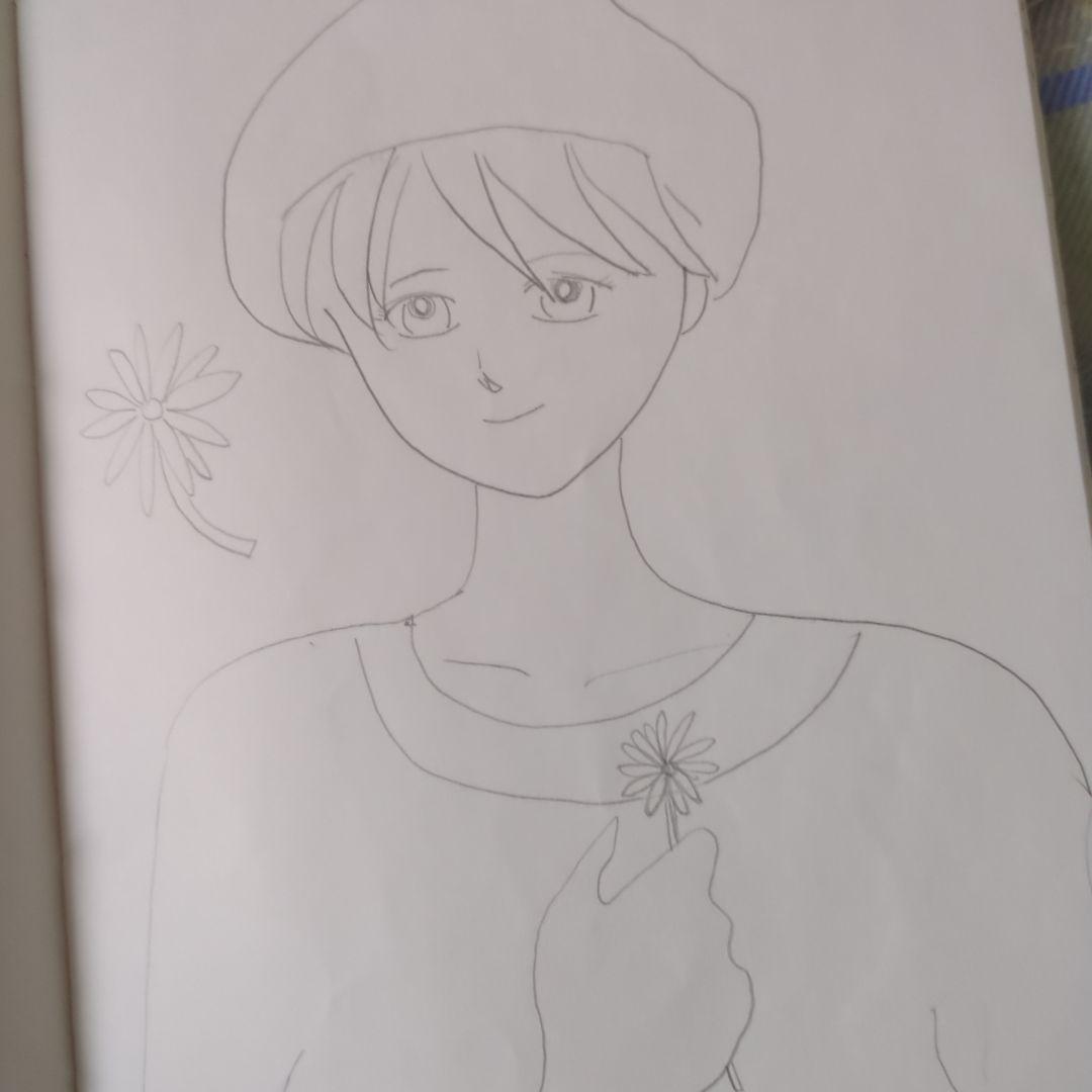 ベレー帽ショートカット女性イラスト