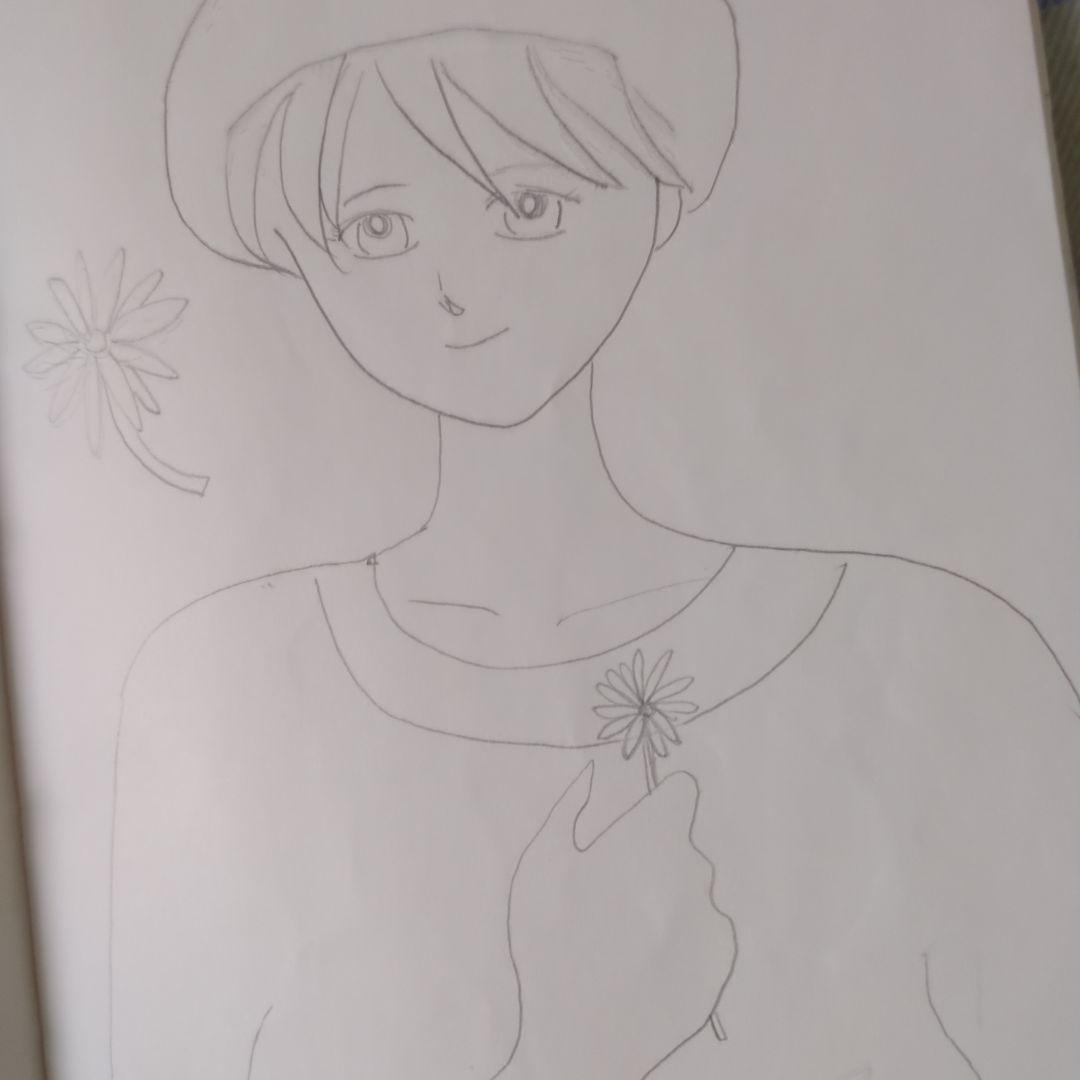 ベレー帽ショートカット女性イラスト