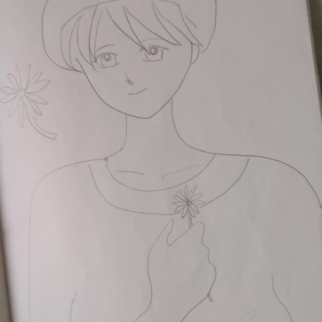ベレー帽ショートカット女性イラスト