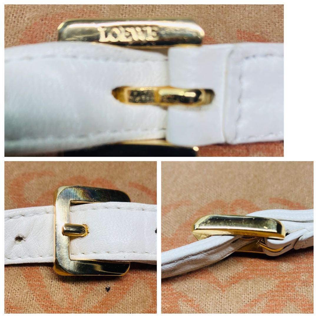 極美品　LOEWE ヴィンテージ アナグラム ナッパレザー ショルダーバッグ 白