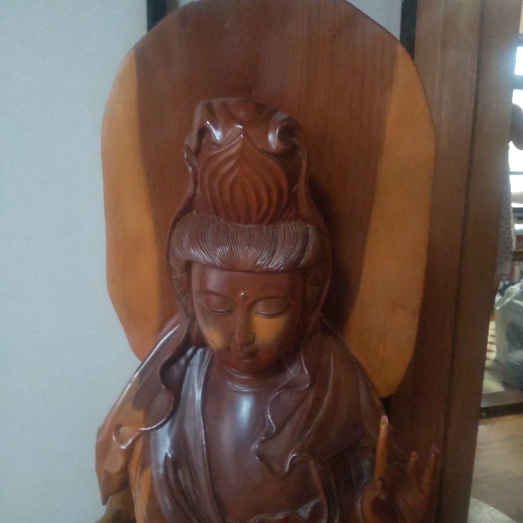 観音菩薩様 約1m 木製 仏像風彫刻 一本の木の根っこで作られてます