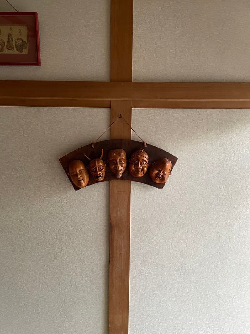 希少　骨董品　国宝　台湾製　歌舞伎　木彫り　お面　壁掛け　50年前