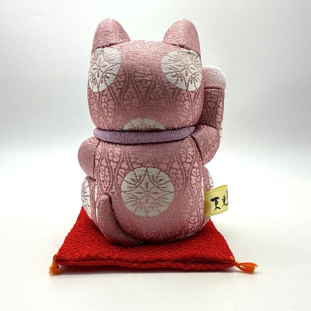 柿沼東光作 江戸木目込み人形 招き猫 (小)正絹有職B