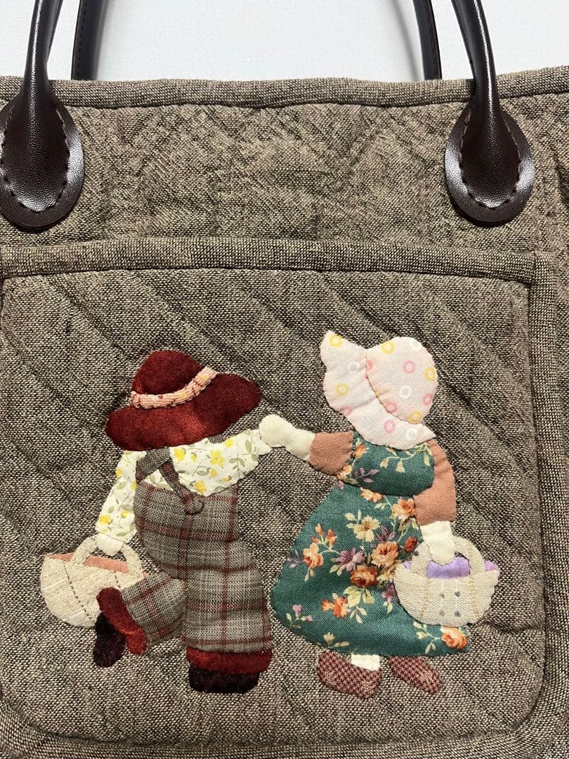 【ハンドメイド】スーちゃんとビリーくん アップリケ キルティングバッグ