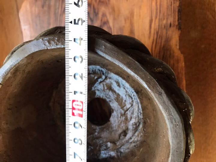 盆栽鉢　時代手捻り一点物小品盆栽鉢杉浦16x9cm777g