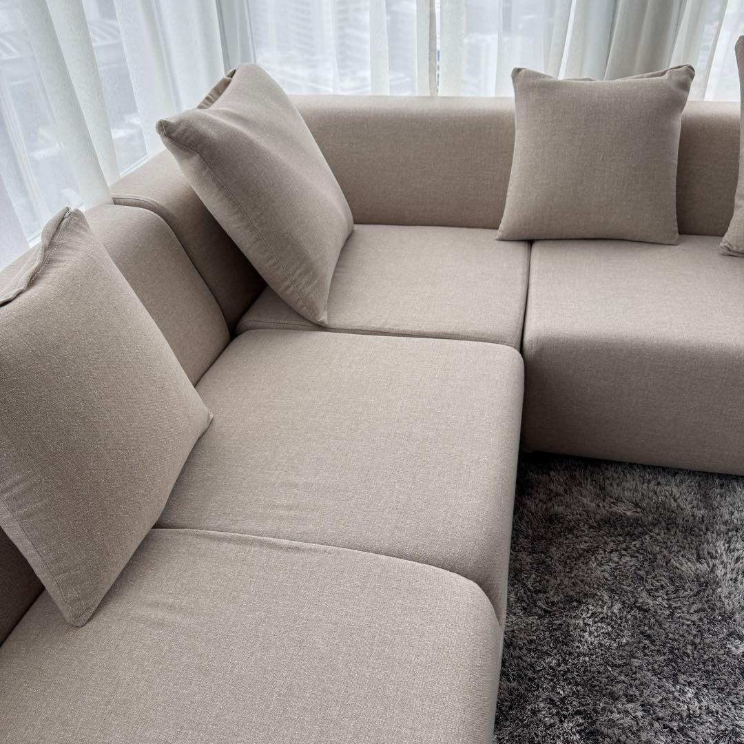 超美品 ローソファ コーナータイプ モダン ベージュ