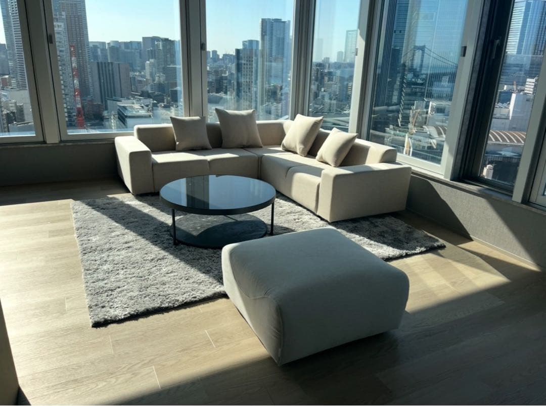 超美品 ローソファ コーナータイプ モダン ベージュ