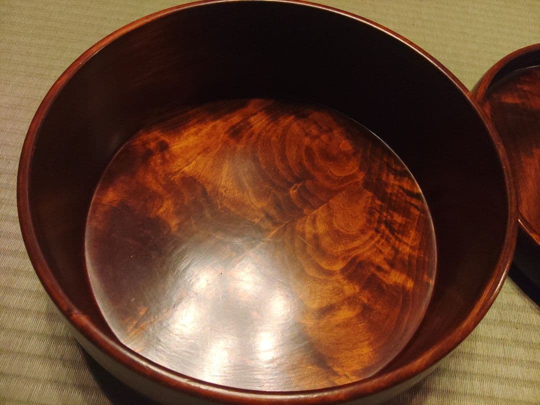希少　木曽漆器　くりぬき　天然木　木箱　茶ひつ　茶道具　伝統工芸　アンティーク