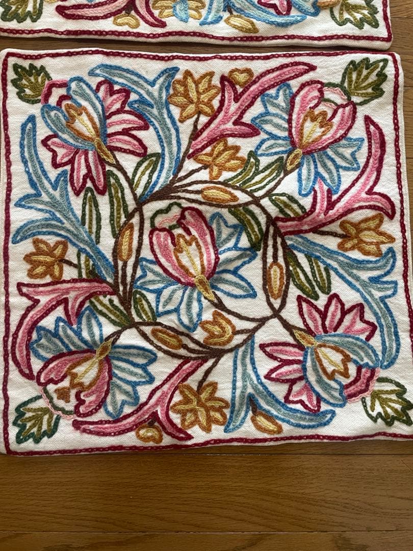 花柄刺繍 クッションカバー5枚セット