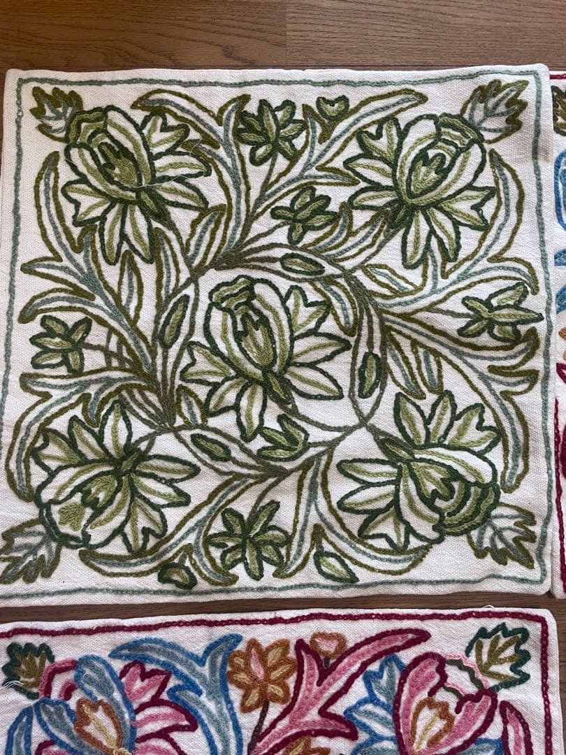 花柄刺繍 クッションカバー5枚セット