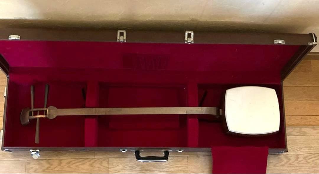 長唄・小唄三味線 銀細 綾杉洞 桑棹 かんべり修理済み 革両面張替済み