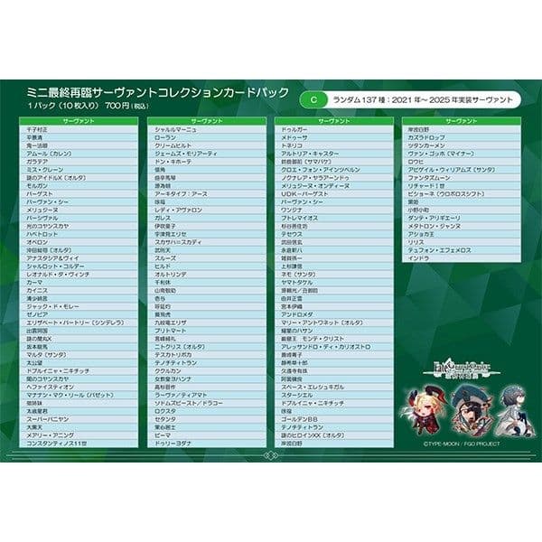 Fate FGO コレクションカード ミニキャラ 最終再臨展 BOX C　未開封